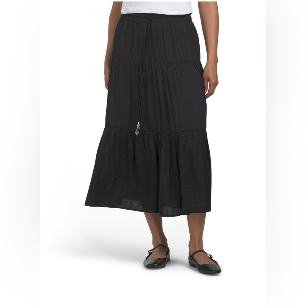 Rachel Zoe Elegant Black Long Tiered  Skirt